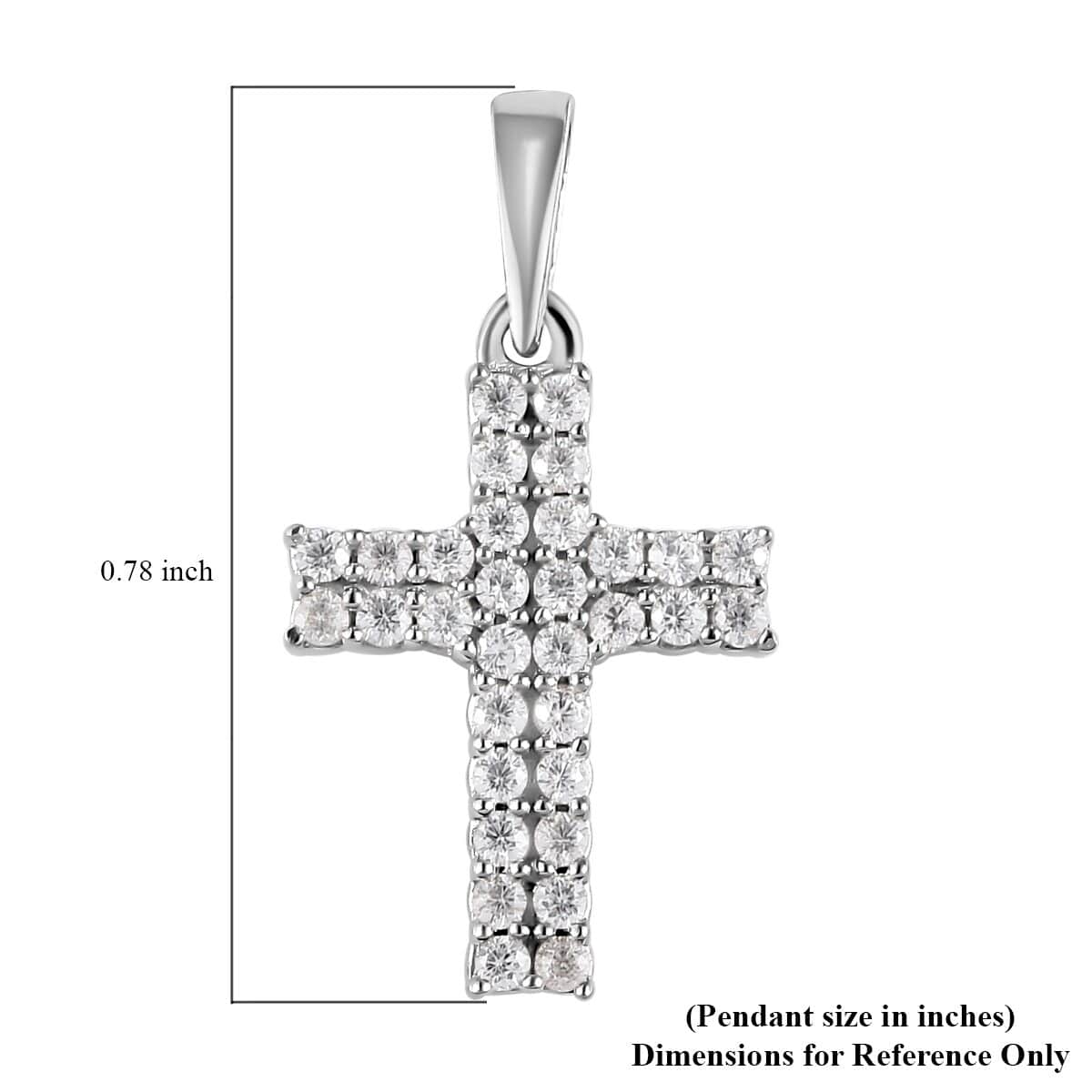 Karis White Zircon Cross Pendant in Platinum Bond 0.40 ctw image number 5