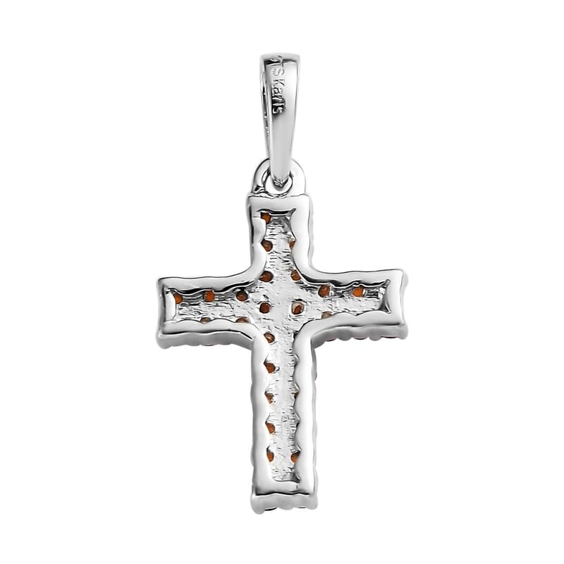 Karis Mozambique Garnet Cross Pendant without Chain in Platinum Bond 0.35 ctw
