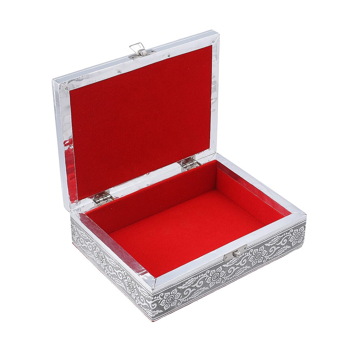 Handcrafted Peacock 3D Embossed Aluminium Oxidized Storage Box image number 2