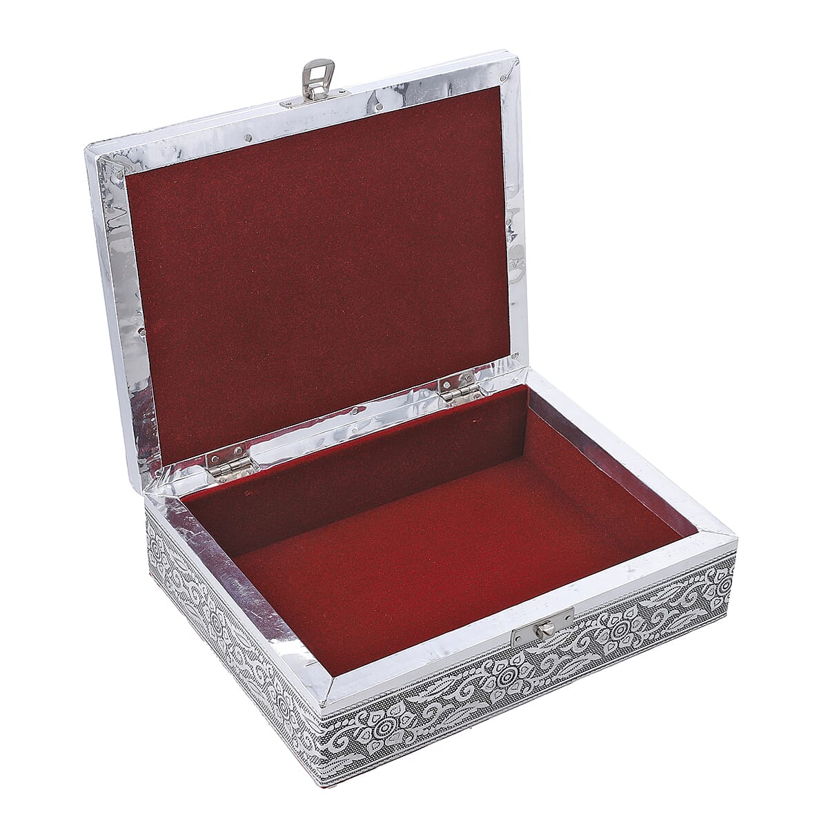 Handcrafted Flower 3D Embossed Aluminium Oxidized Storage Box image number 2