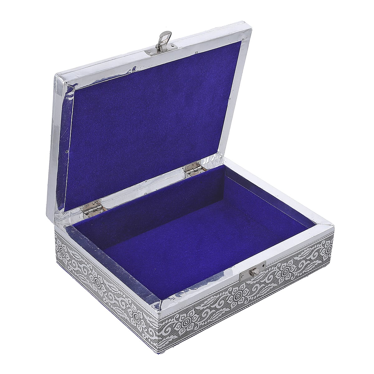 Handcrafted Flower 3D Embossed Aluminium Oxidized Storage Box image number 2