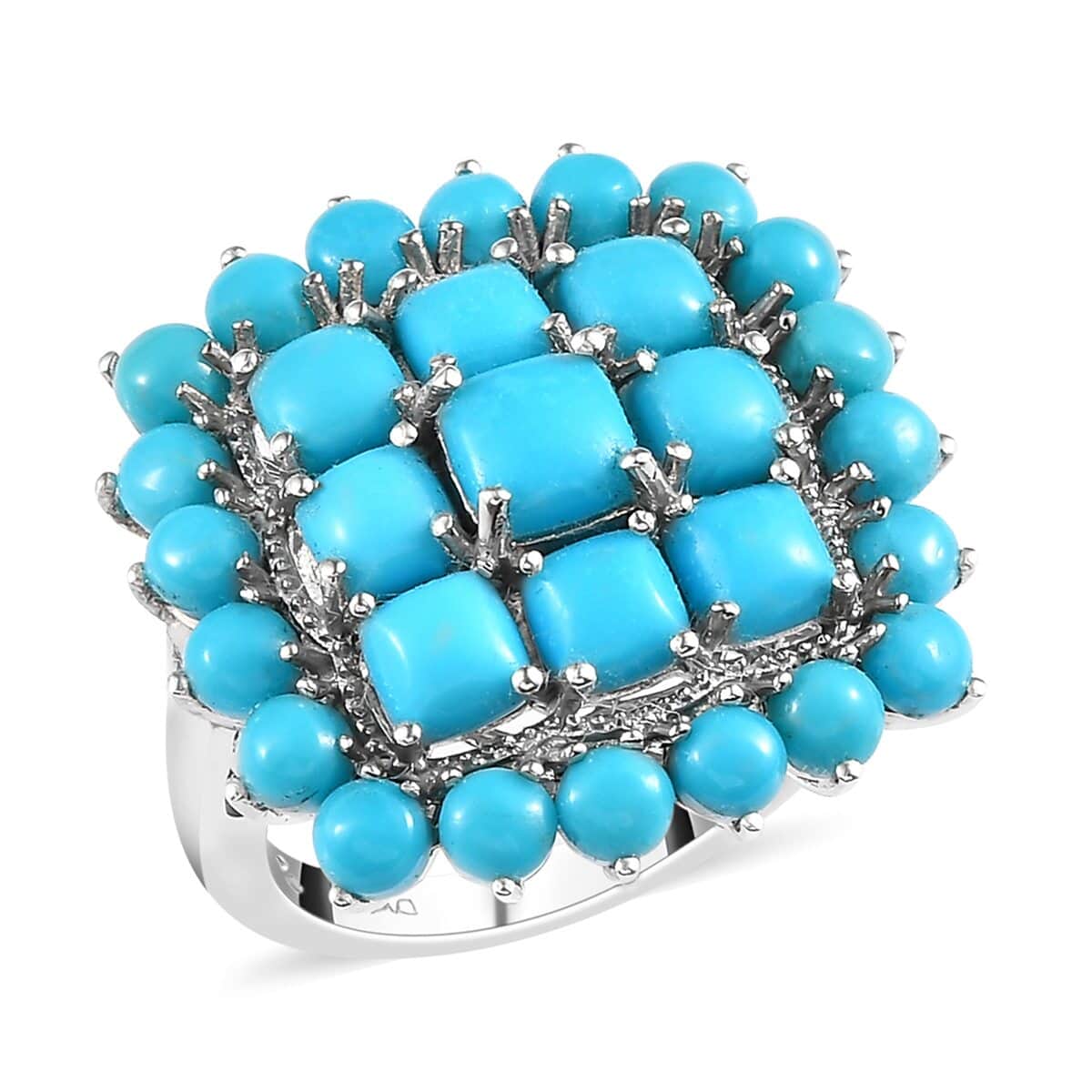 NEW AMERICAN NATURAL SLEEPING BEAUTY TURQUOISE/ DIAMOND RG PLATINUM/STERLING SZ9 2024