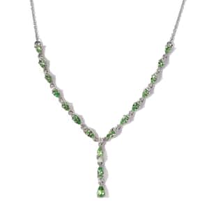 Premium Tsavorite Garnet and Moissanite Necklace 18 Inches in Platinum Over Sterling Silver 3.75 ctw