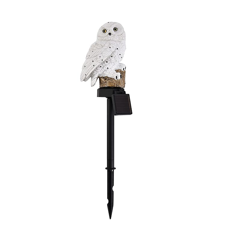 White Solar Owl Garden Stake LED Light