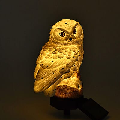 White Solar Owl Garden Stake LED Light