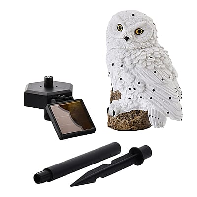 White Solar Owl Garden Stake LED Light