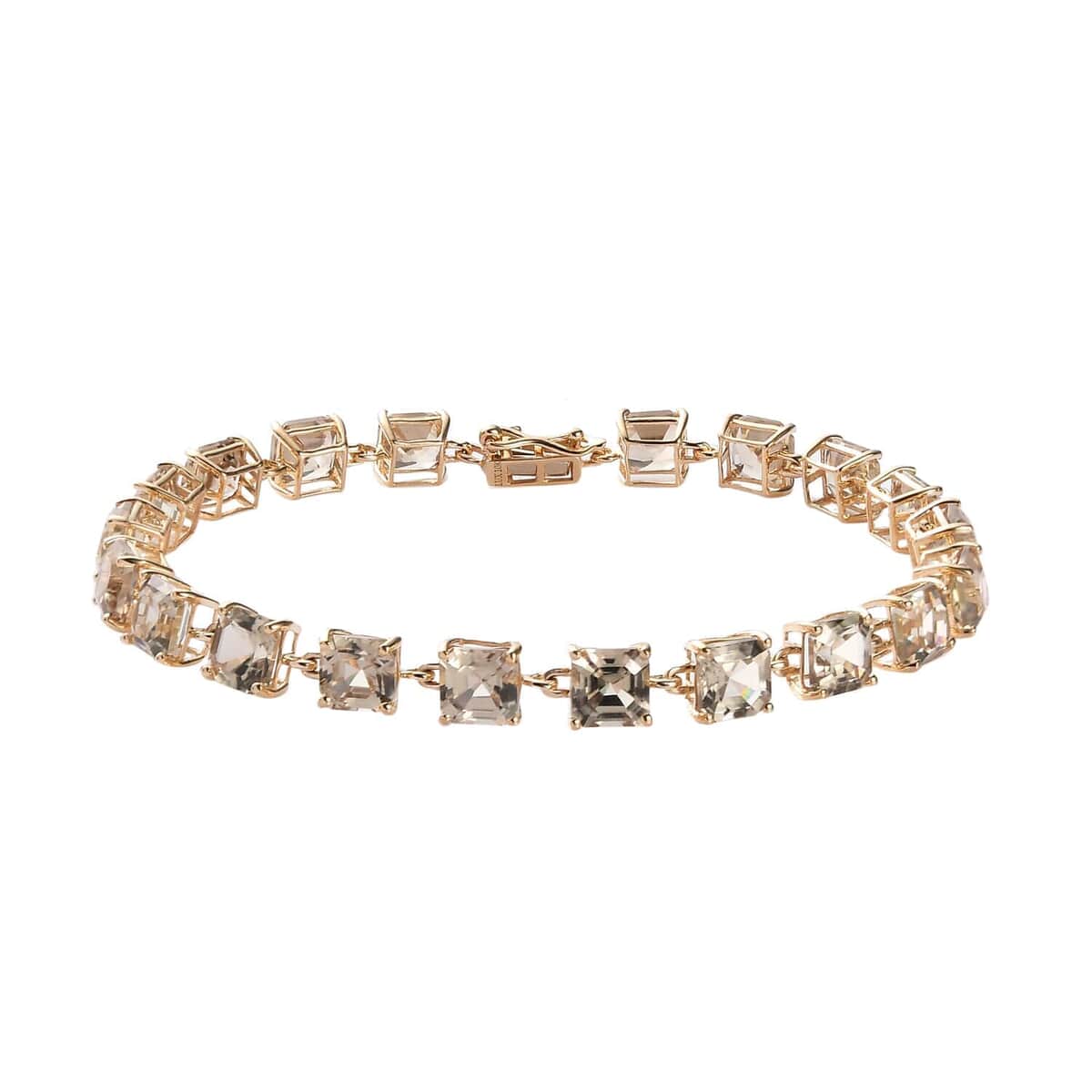 Doorbuster LUXORO 10K Yellow Gold Asscher Cut AAA Turkizite Link Bracelet (6.50 In) 3.20 Grams 12.15 ctw image number 0