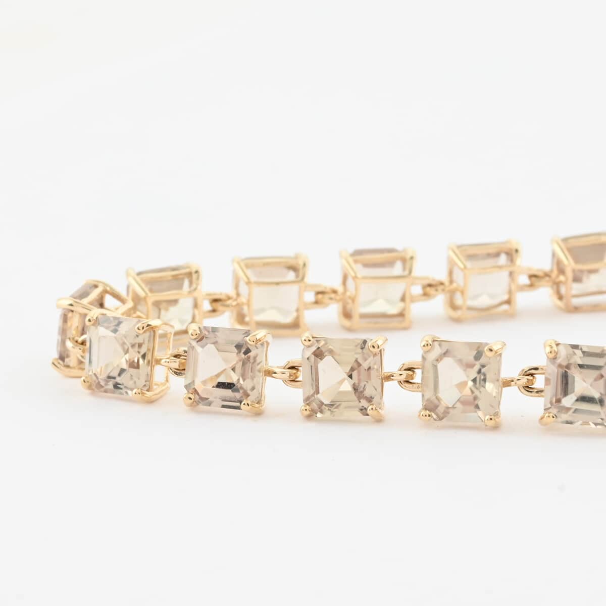 Doorbuster LUXORO 10K Yellow Gold Asscher Cut AAA Turkizite Link Bracelet (6.50 In) 3.20 Grams 12.15 ctw image number 2