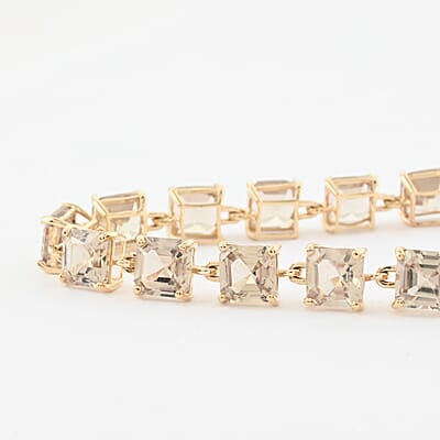 Luxoro 10K Yellow Gold Asscher Cut AAA Turkizite Link Bracelet (6.50 In) 12.15 ctw