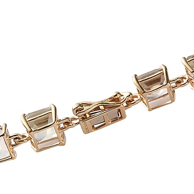 Luxoro 10K Yellow Gold Asscher Cut AAA Turkizite Link Bracelet (6.50 In) 12.15 ctw
