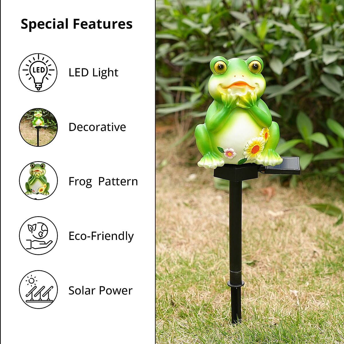 Green Solar Frog Garden Stake LED Light image number 3