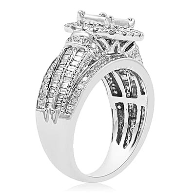 NY Closeout 14K White Gold H-I I2 Diamond Halo Ring (Size 7.0) 7.50 Grams 1.60 ctw