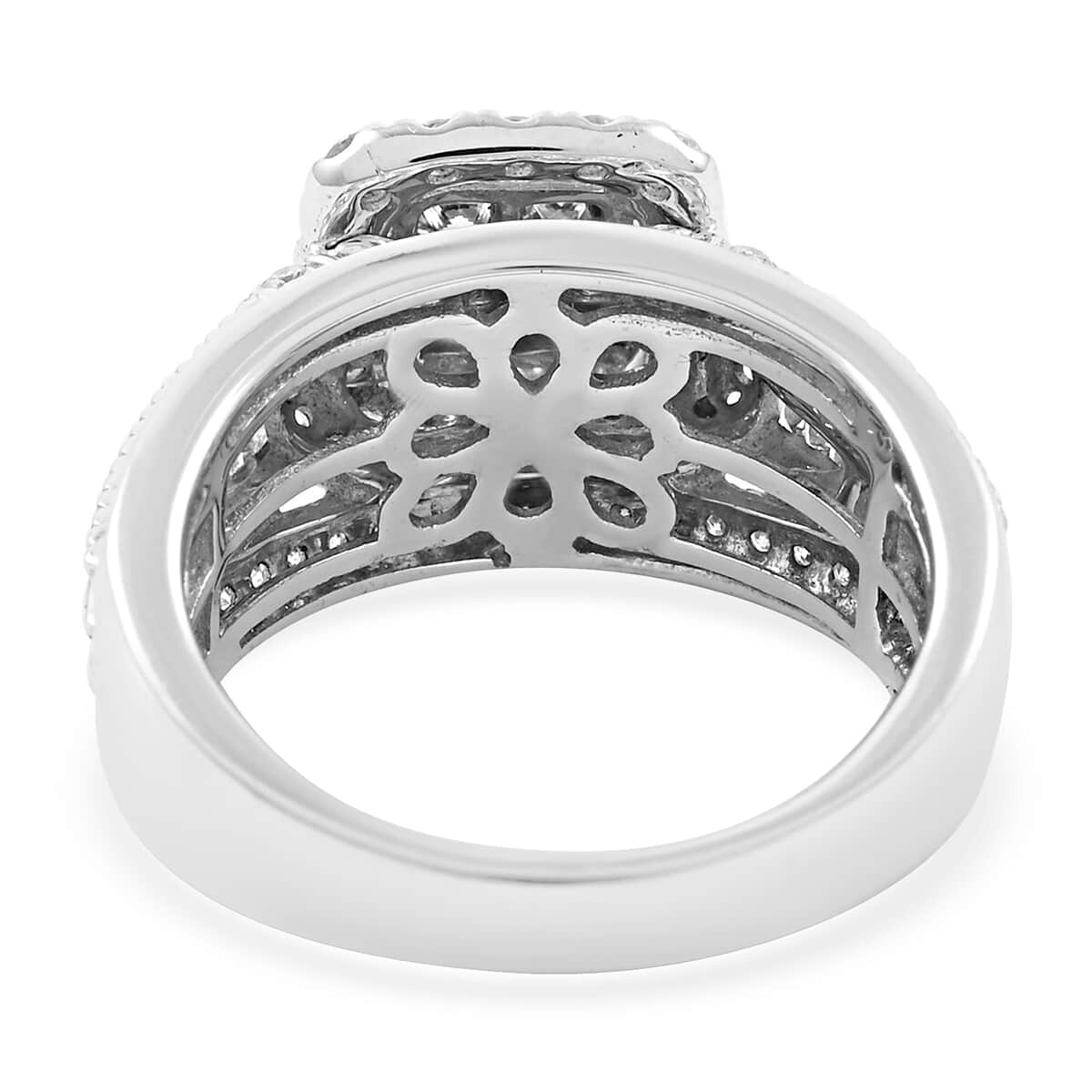 NY Closeout 14K White Gold H-I I2 Diamond Halo Ring (Size 7.0) 7.50 Grams 1.60 ctw image number 4