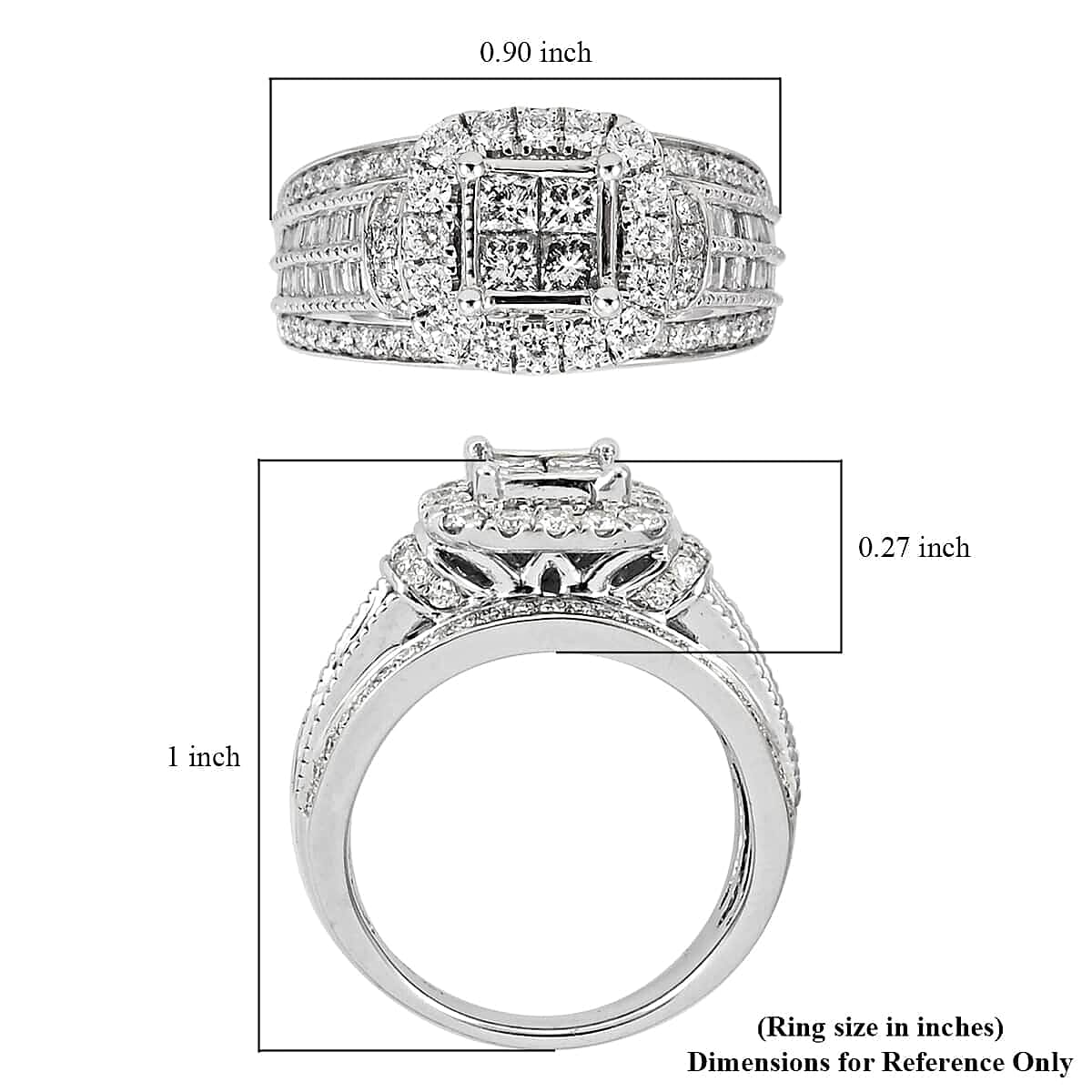 NY Closeout 14K White Gold H-I I2 Diamond Halo Ring (Size 7.0) 7.50 Grams 1.60 ctw