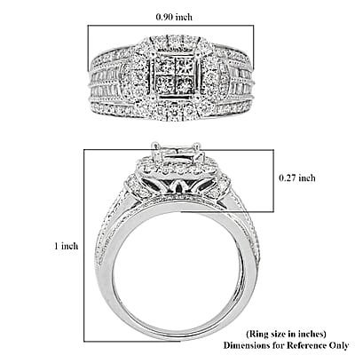NY Closeout 14K White Gold H-I I2 Diamond Halo Ring (Size 7.0) 7.50 Grams 1.60 ctw
