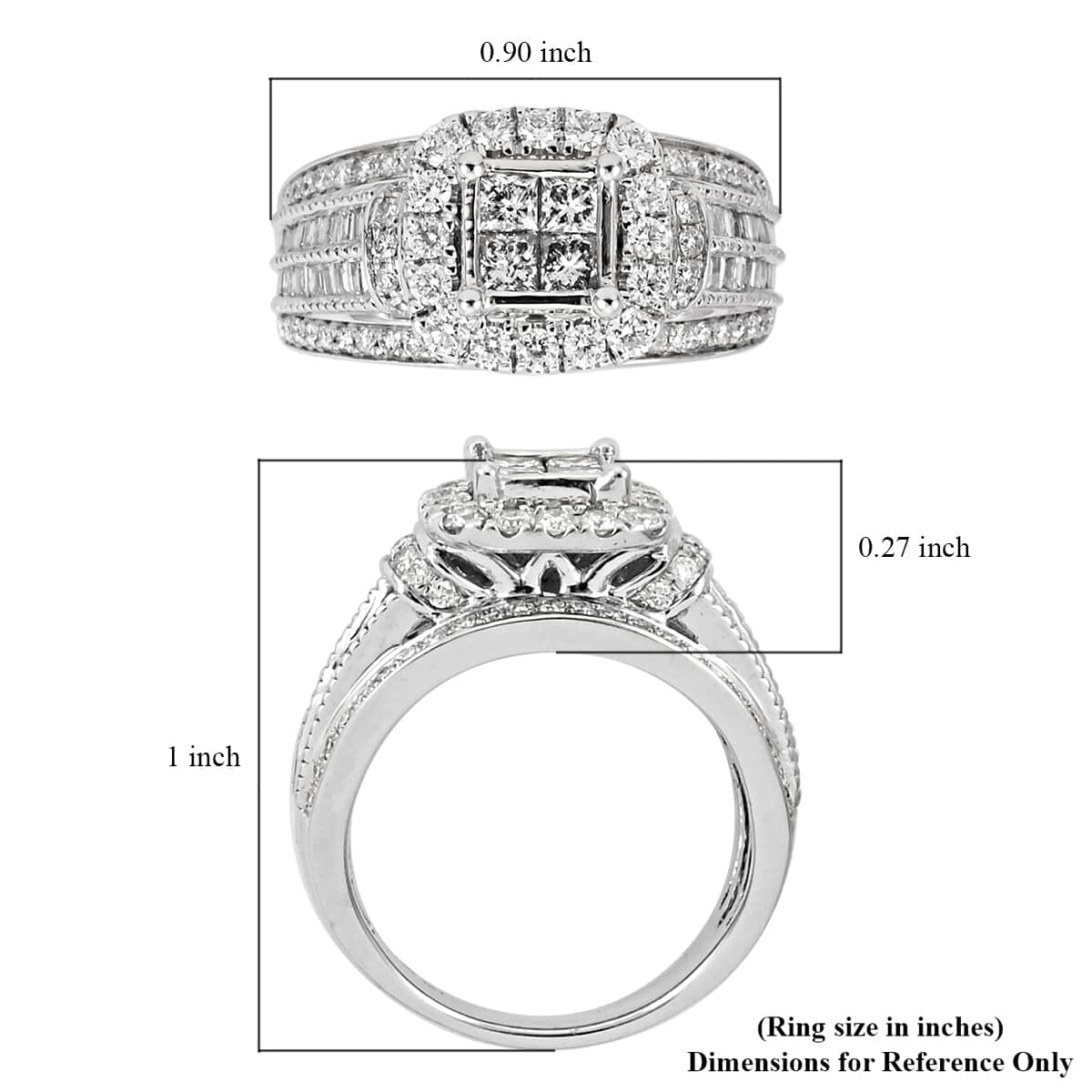 NY Closeout 14K White Gold H-I I2 Diamond Halo Ring (Size 7.0) 7.50 Grams 1.60 ctw image number 5
