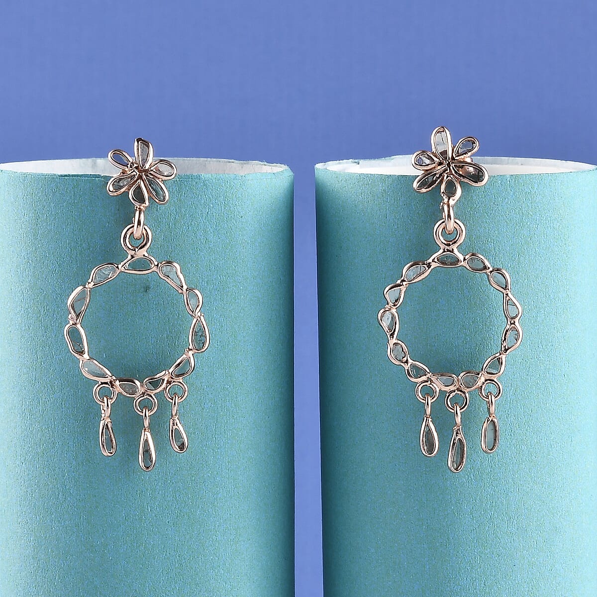 Polki Diamond Earrings in Platinum Over Sterling Silver 0.50 ctw image number 1