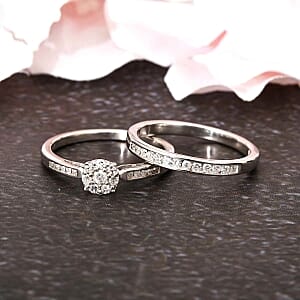 Diamond 0.53 ctw Ring in Platinum Over Sterling Silver (Size 10.0)