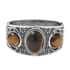 Tiger's Eye Bangle Bracelet in Black Oxidized Silvertone (7 In) 58.00 ctw image number 3