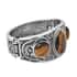 Tiger's Eye Bangle Bracelet in Black Oxidized Silvertone (7 In) 58.00 ctw image number 4