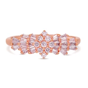 Luxoro I3 Natural Pink Diamond 0.50 ctw Art Deco Cluster Ring in 10K Rose Gold (Size 10.0)