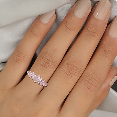 I3 Natural Pink Diamond 0.50 ctw Art Deco Cluster Ring in 10K Rose Gold (Size 10.0)