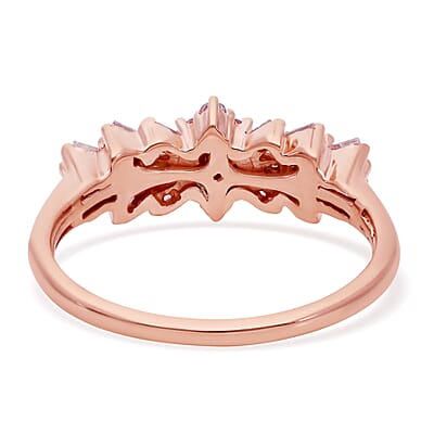 I3 Natural Pink Diamond 0.50 ctw Art Deco Cluster Ring in 10K Rose Gold (Size 10.0)