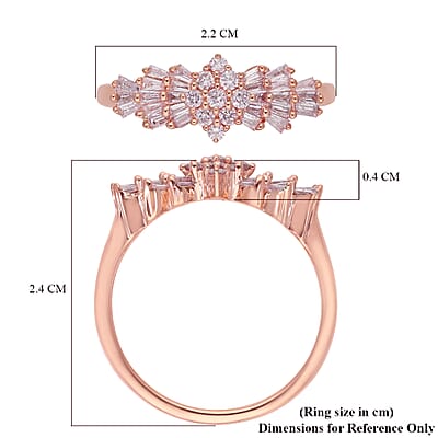 I3 Natural Pink Diamond 0.50 ctw Art Deco Cluster Ring in 10K Rose Gold (Size 10.0)
