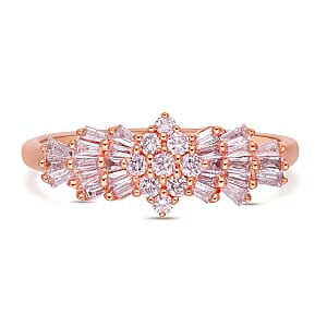  I3 Natural Pink Diamond 0.50 ctw Art Deco Cluster Ring in 10K Rose Gold (Size 7.0)