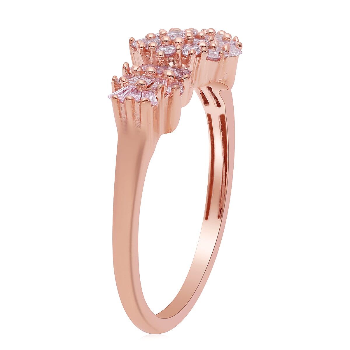  I3 Natural Pink Diamond 0.50 ctw Art Deco Cluster Ring in 10K Rose Gold (Size 7.0) image number 3