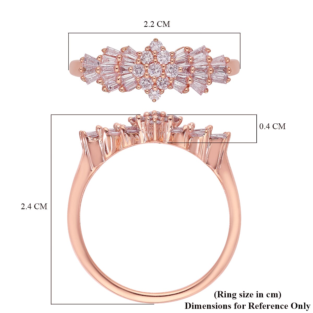  I3 Natural Pink Diamond 0.50 ctw Art Deco Cluster Ring in 10K Rose Gold (Size 7.0) image number 5
