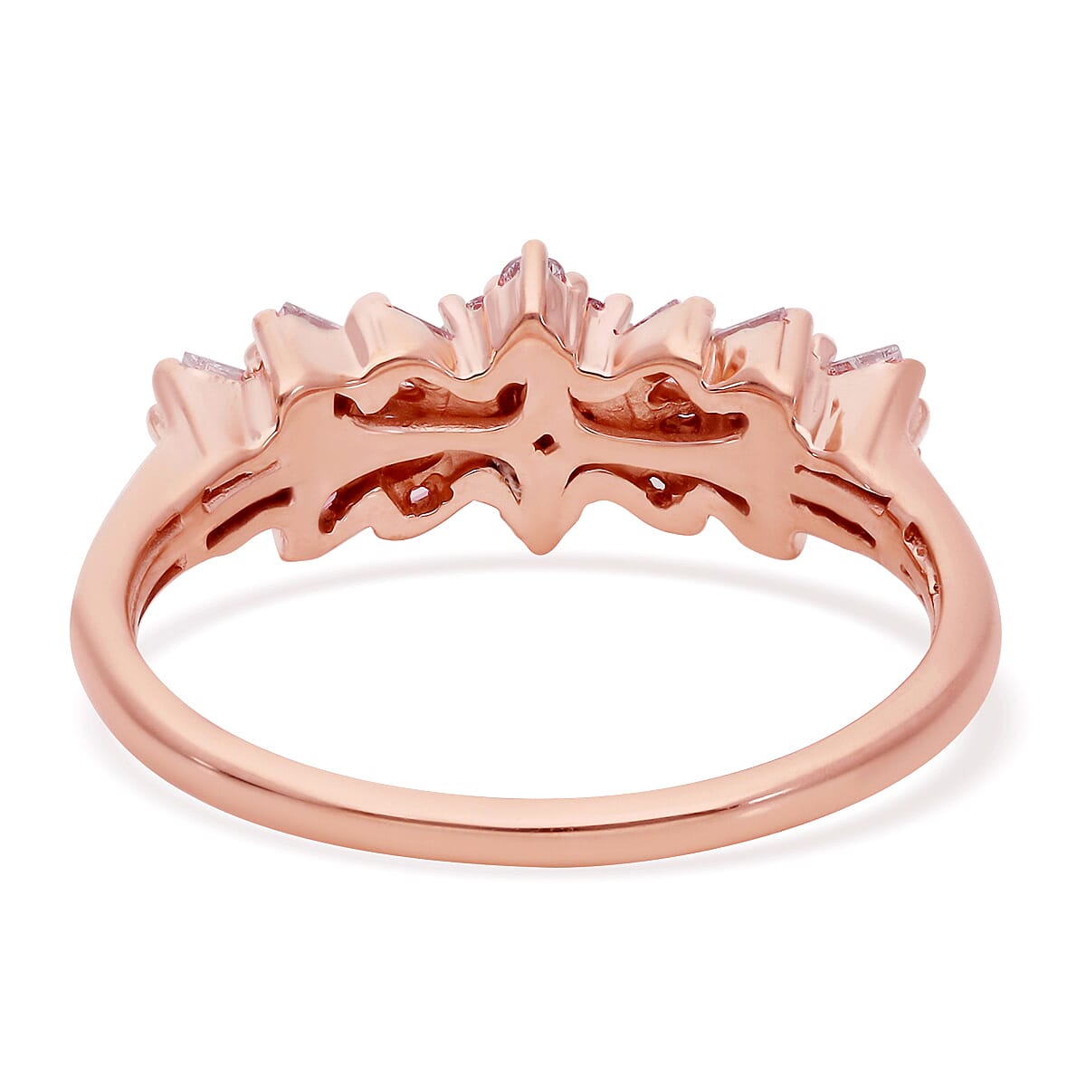 I3 Natural Pink Diamond 0.50 ctw Art Deco Cluster Ring in 10K Rose Gold (Size 8.0) image number 4