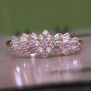  I3 Natural Pink Diamond 0.50 ctw Art Deco Cluster Ring in 10K Rose Gold (Size 9.0)