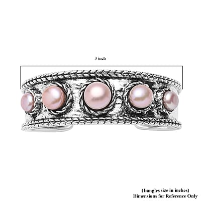 Purple Freshwater Pearl Cuff Bracelet in Silvertone (7.50 In) 34.00 ctw