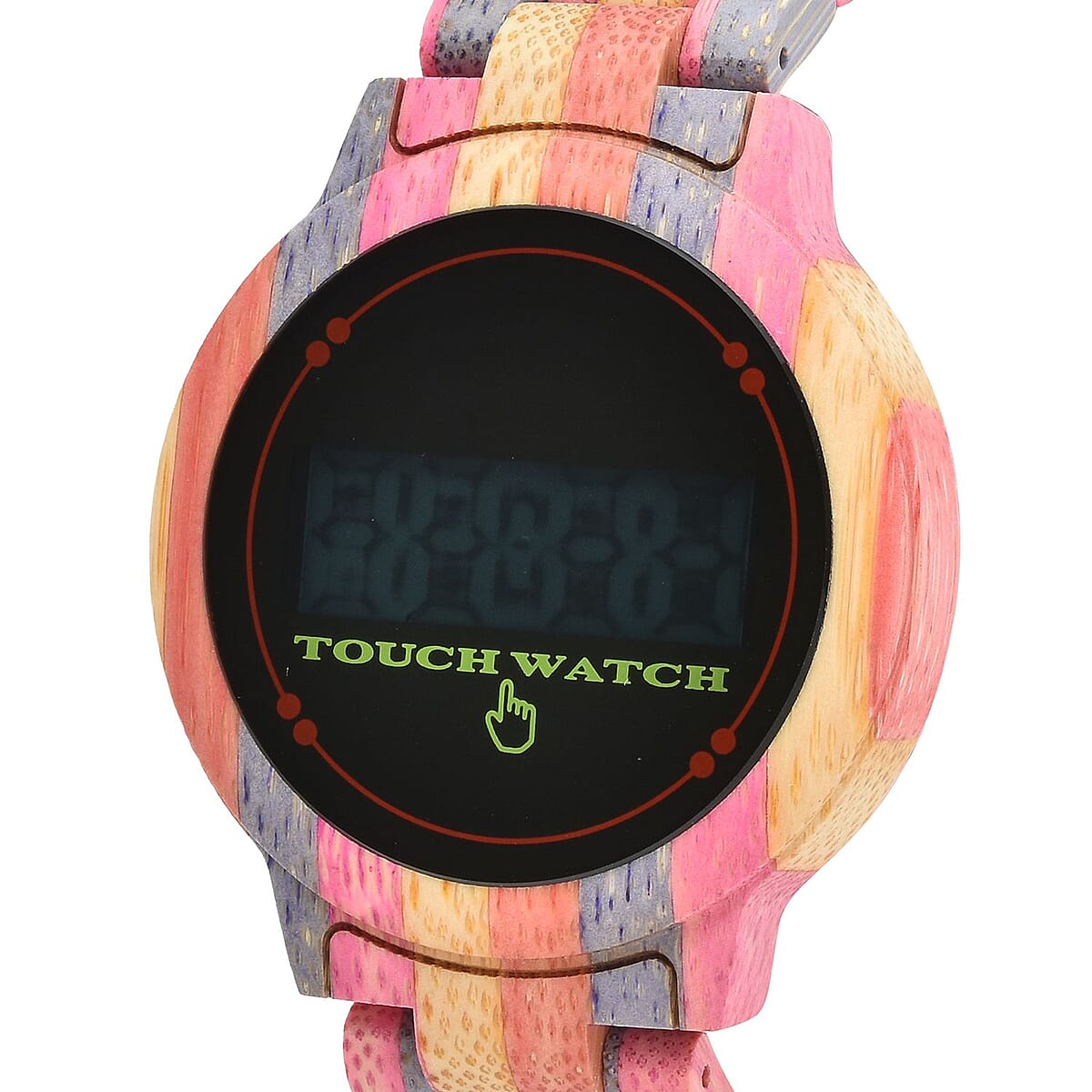 GENOA Electronic Movement LED Dial Watch with Colored Bamboo Strap (44mm) (6.0-7.0 Inch) image number 3