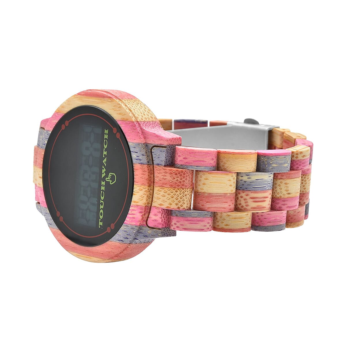 GENOA Electronic Movement LED Dial Watch with Colored Bamboo Strap (44mm) (6.0-7.0 Inch) image number 4