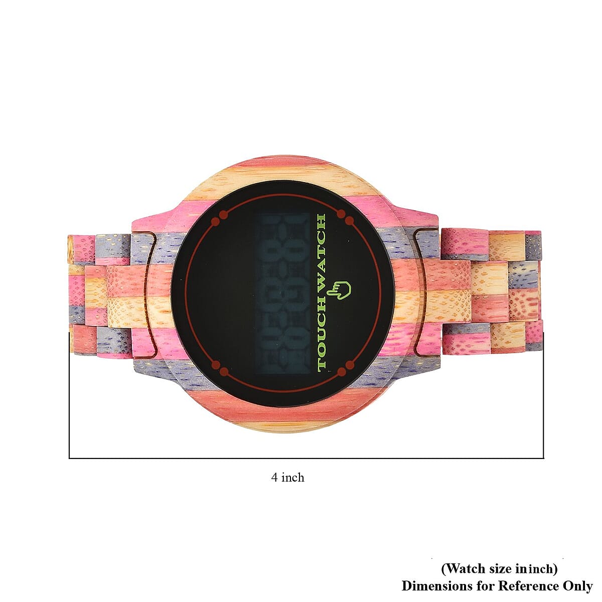 GENOA Electronic Movement LED Dial Watch with Colored Bamboo Strap (44mm) (6.0-7.0 Inch) image number 6