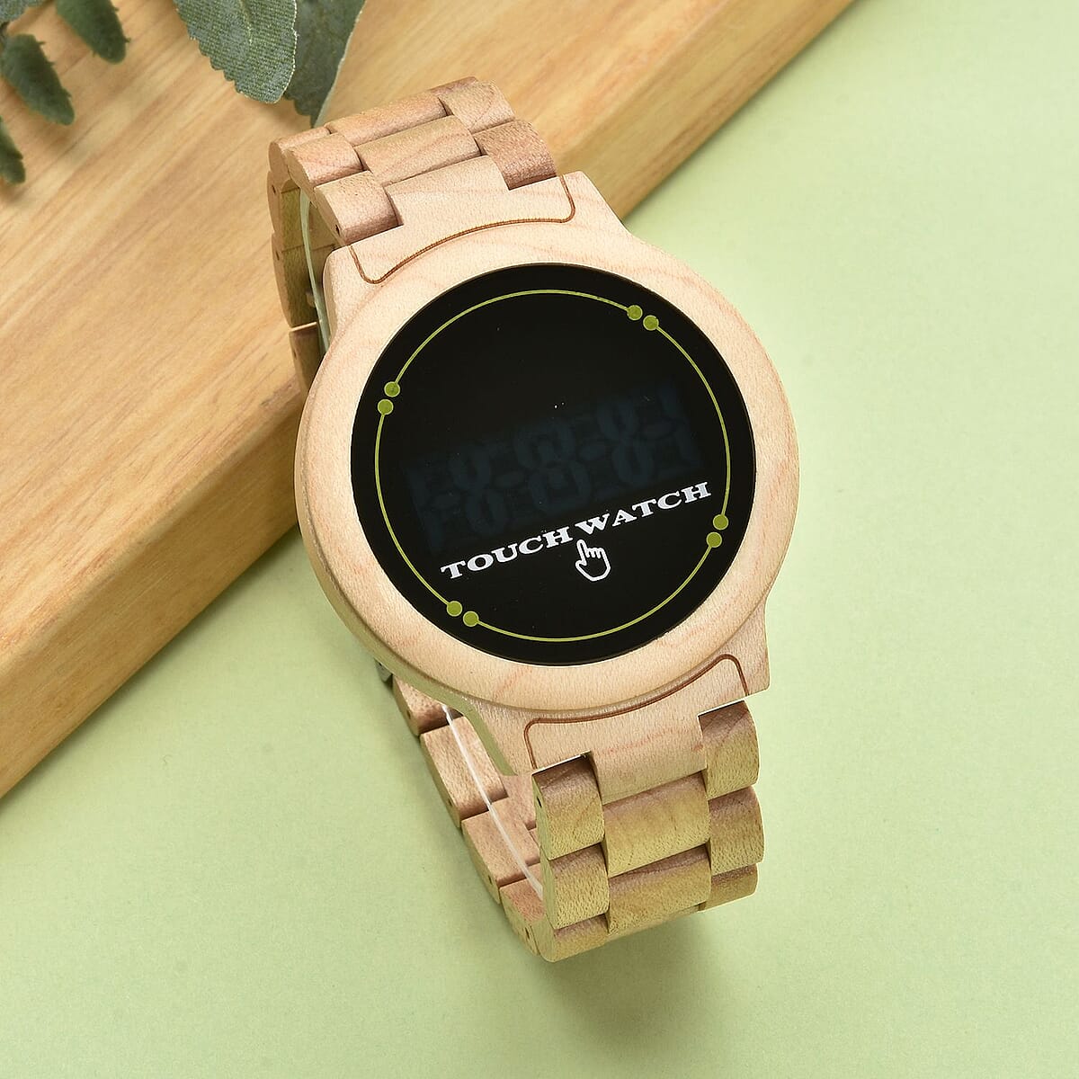 Genoa Electronic Movement LED Dial Watch with Maple Strap (44mm) (8.0 Inch) image number 1