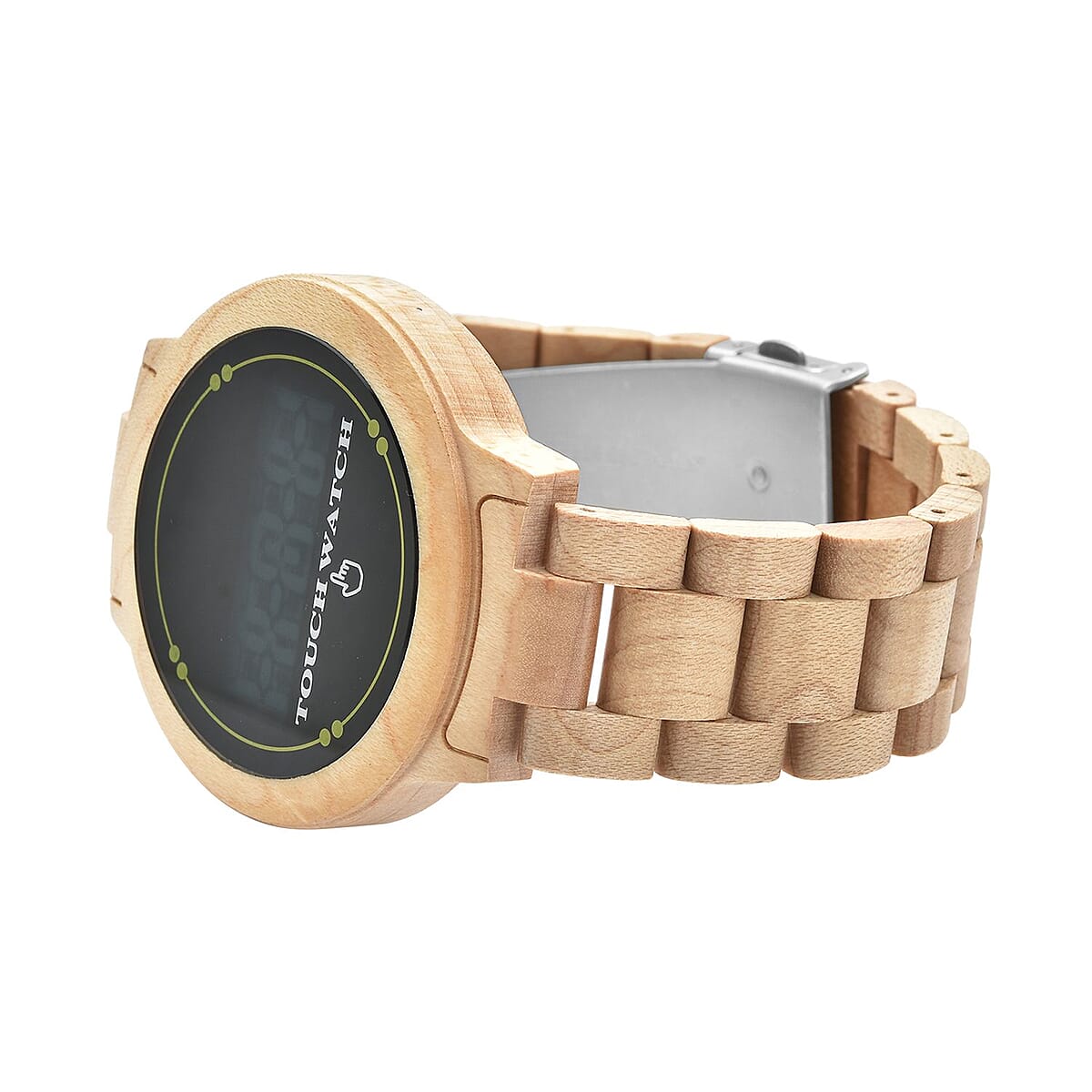 Genoa Electronic Movement LED Dial Watch with Maple Strap (44mm) (8.0 Inch) image number 4