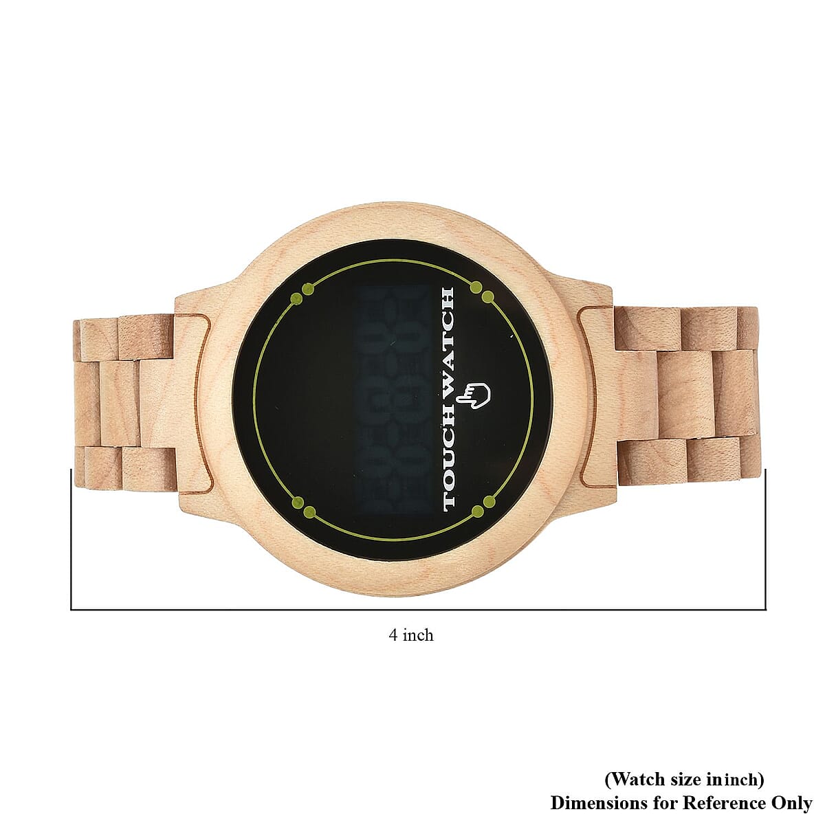 Genoa Electronic Movement LED Dial Watch with Maple Strap (44mm) (8.0 Inch) image number 6