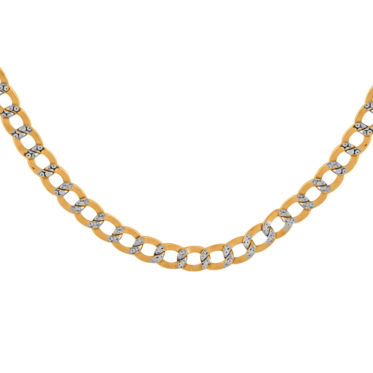 VEGAS CLOSEOUT 10K Yellow & White Gold 4.5mm Pave Curb Necklace 30 Inches 9.30 Grams image number 0