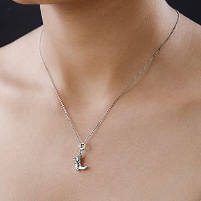 D'Joy Platinum Over Sterling Silver Cowboy Boot Charm 2.15 Grams