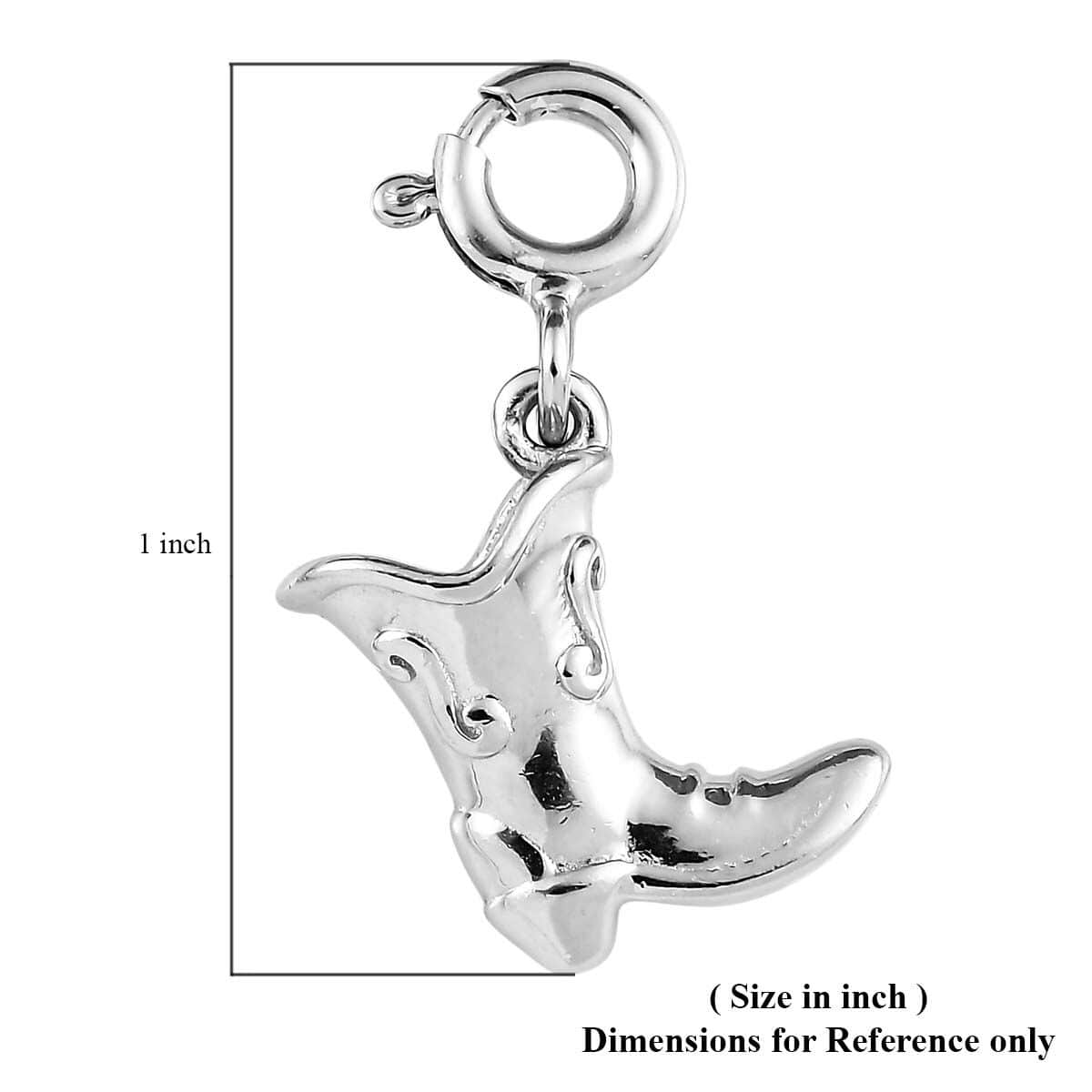 Platinum Over Sterling Silver Cowboy Boot Charm 2.15 Grams image number 4