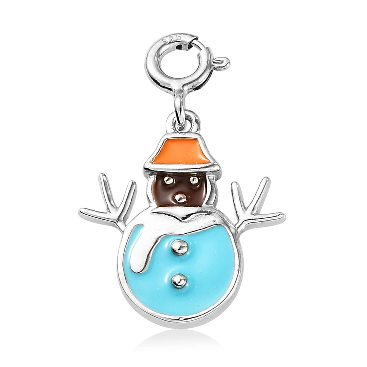 Platinum Over Sterling Silver Christmas Snowman Charm image number 0