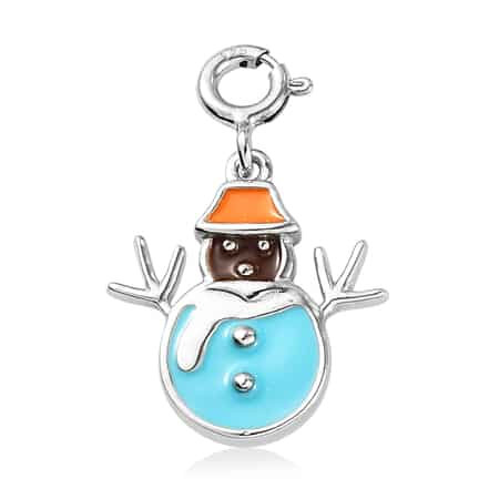 Platinum Over Sterling Silver Christmas Snowman Charm image number 0