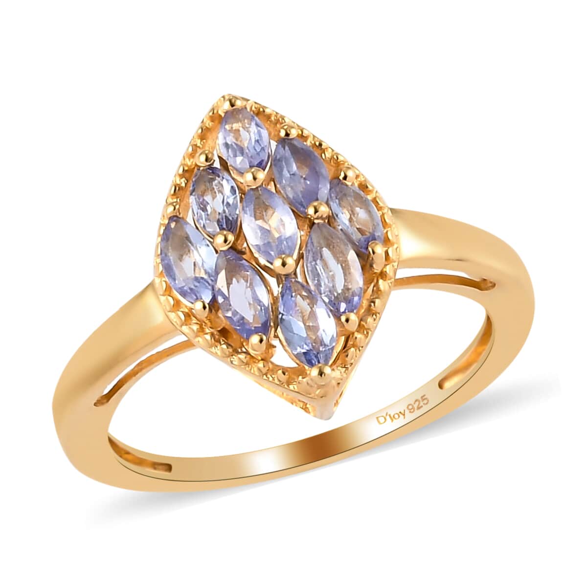 Tanzanite Elongated Ring in Vermeil Yellow Gold Over Sterling Silver (Size 8.0) 0.70 ctw image number 0
