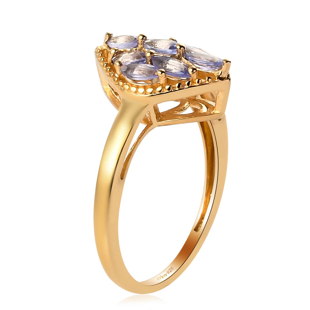 Tanzanite Elongated Ring in Vermeil Yellow Gold Over Sterling Silver (Size 8.0) 0.70 ctw image number 3