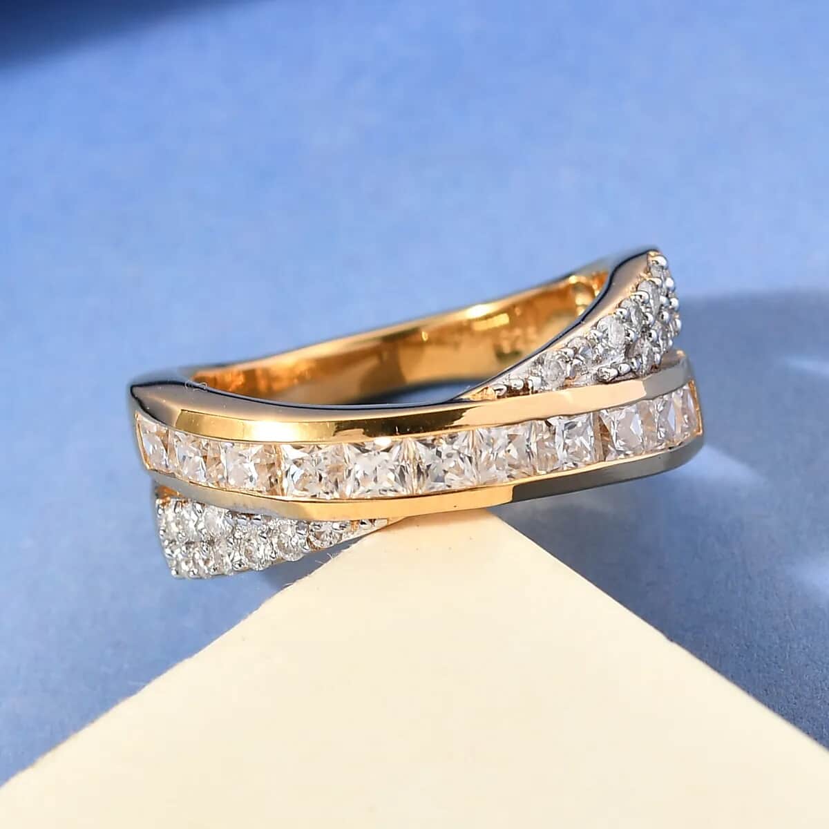 Moissanite Band Ring in Vermeil Yellow Gold Over Sterling Silver (Size 8.0) 1.35 ctw image number 1