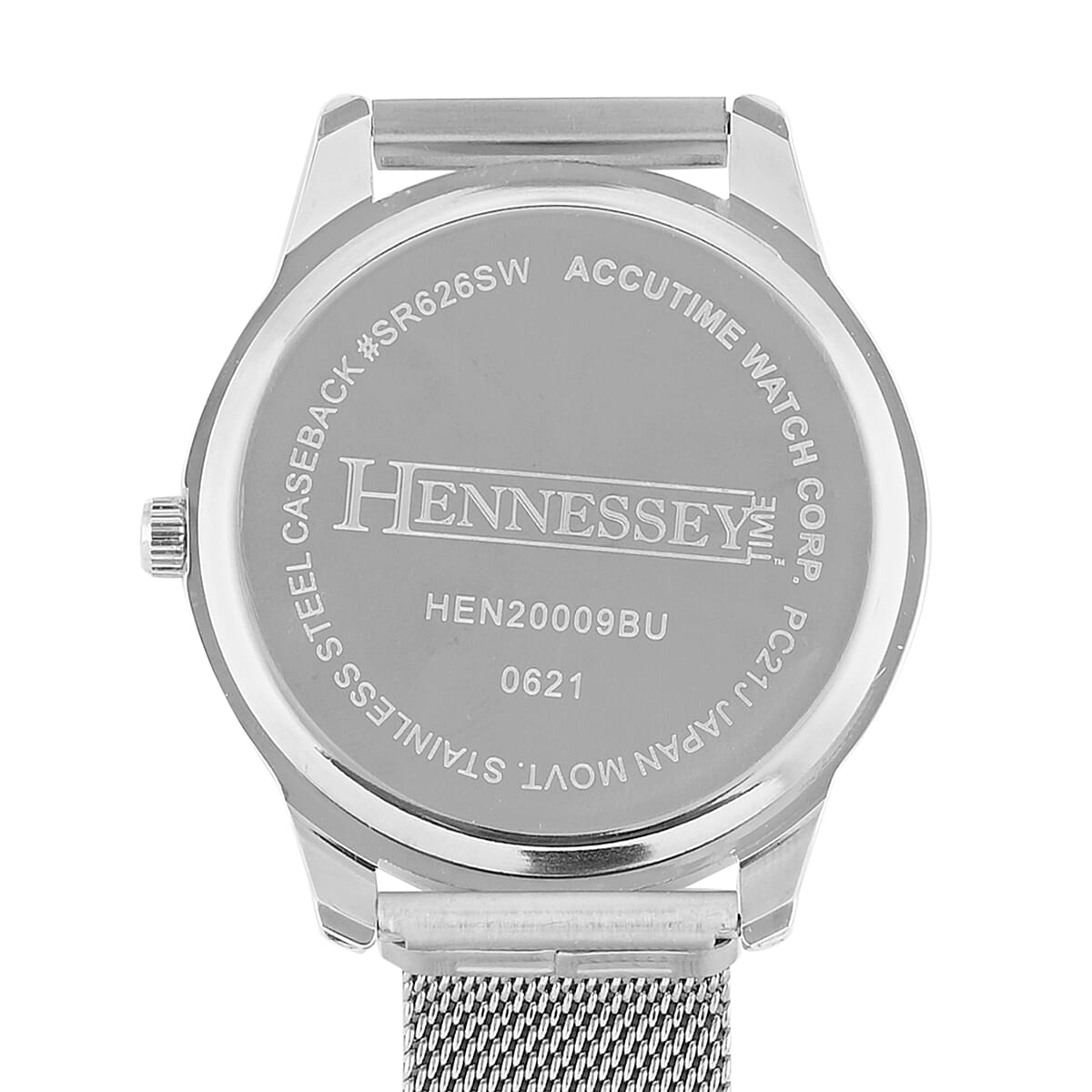 HENNESSEY Japanese Movement Stainless Steel Watch and Silver Power Bank with Charging Cable for Cell Phone image number 2