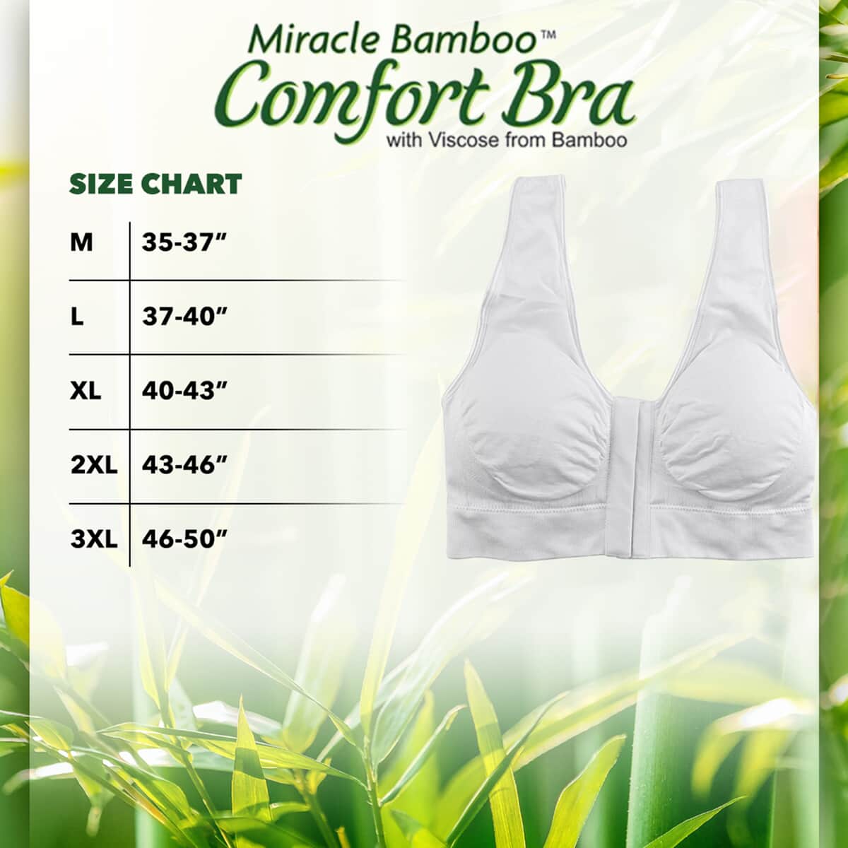 Miracle Bamboo Beyond Comfort Bra Set of 3 Front Closure Bras - Black, Beige and White - Size L image number 3